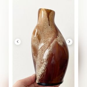 Vintage Glazed Vase, Abstract Vase, Brown Flower Vase